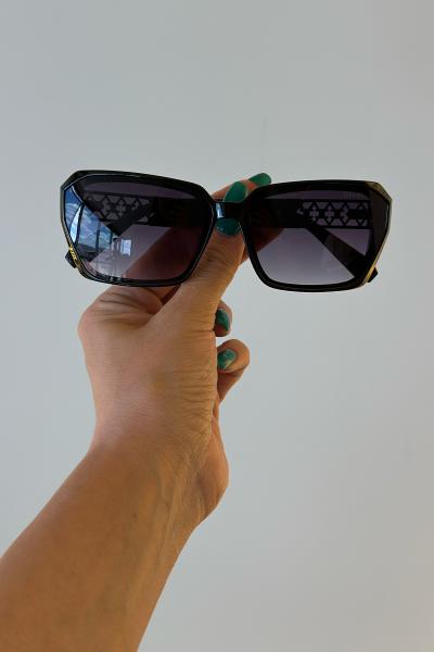 Cln - Güneş Gözlüğü Siyah Üç Logo Detay Lacivert Cam 07-2025-1