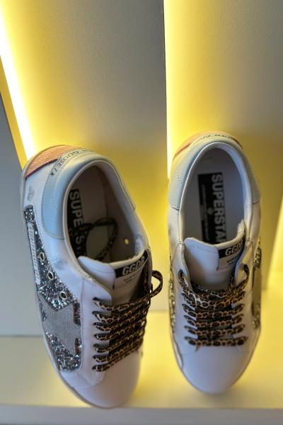 Gldn Gs - Sneakers Beyaz Gri Leopar Detay