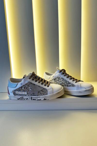 Gldn Gs - Sneakers Beyaz Gri Leopar Detay